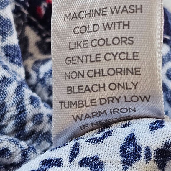 Boho-Chic Avenue Women's Tunic Top Size 22/24 Blue & White Patterned Rayon - Picture 7 of 7